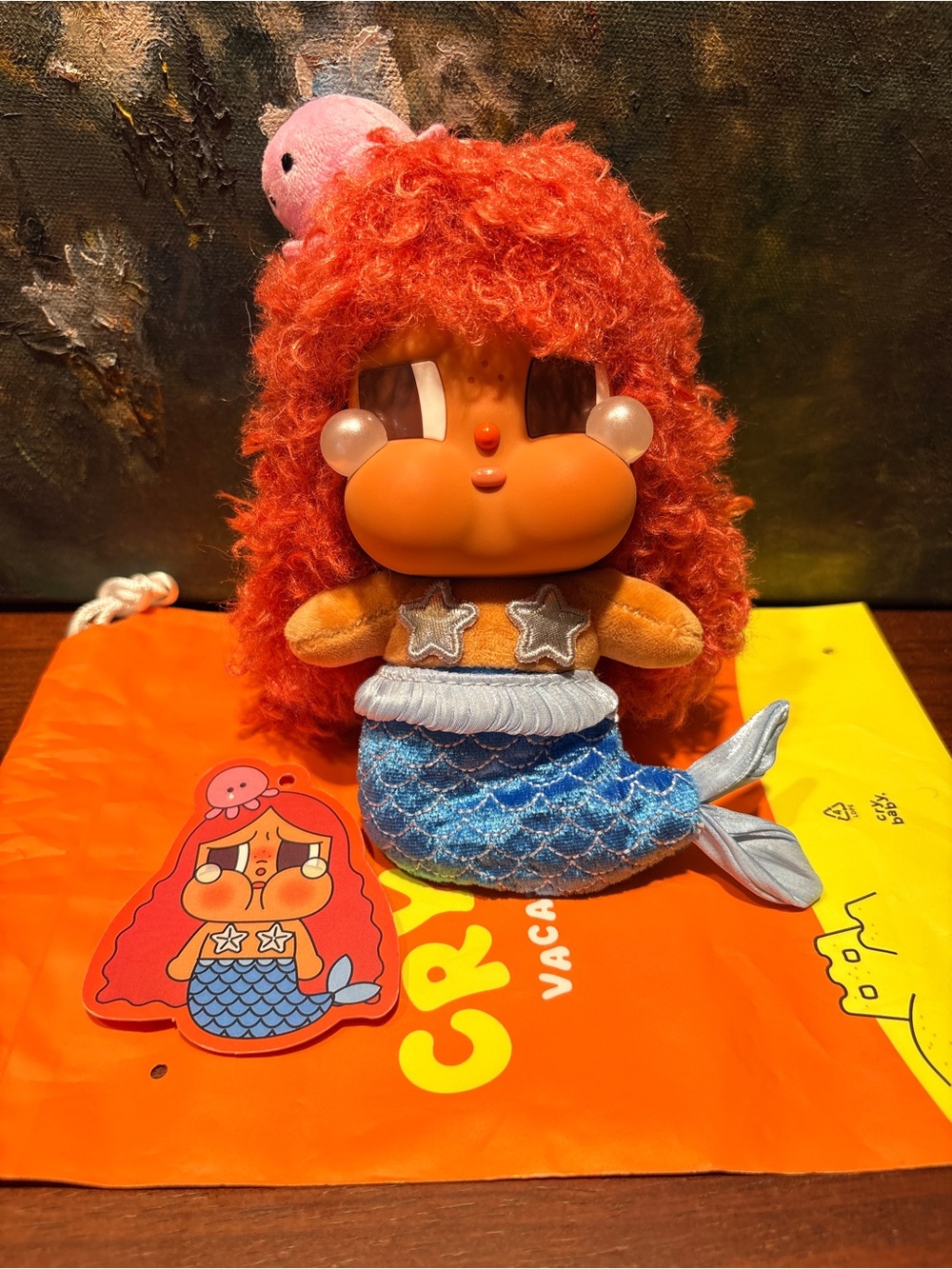 Plush Mermaid Doll with Red Curly Hair